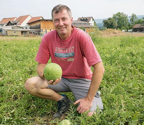Landwirt Christian Weber baut seit acht Jahren Wassermelonen an.