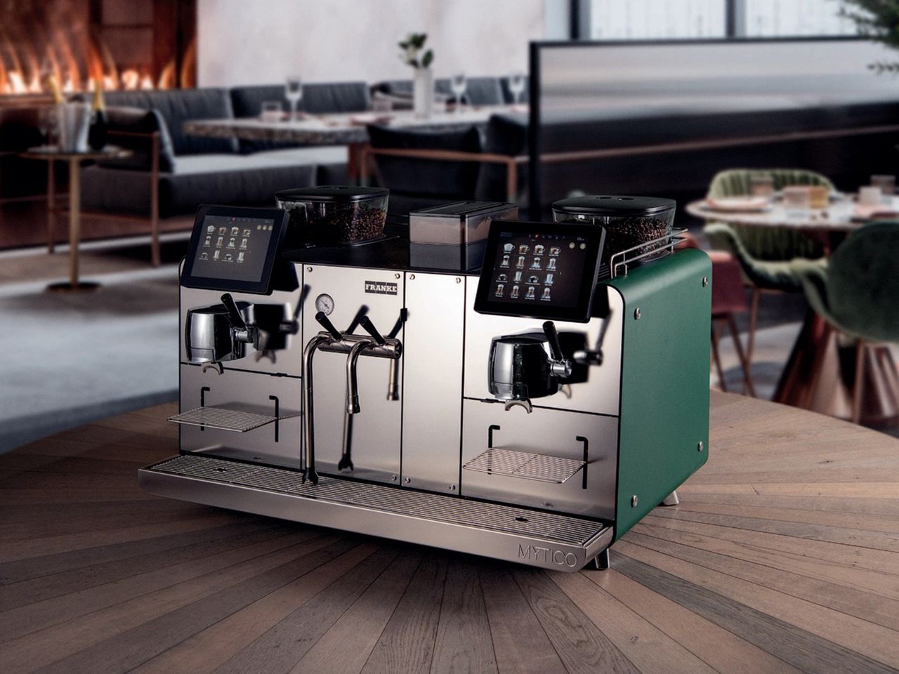 Mytico Vario mit Seitenwand in der Farbe Basil. Wählen Sie Ihre Lieblingsfarbe aus sechs Franke Farben.