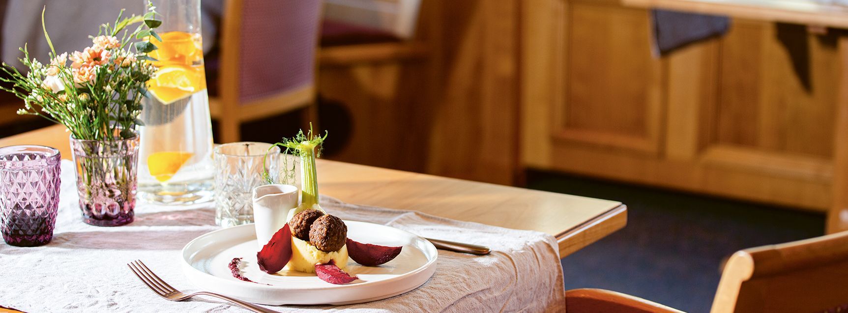 Das abendliche 4-Gänge-Menü ist im Health Hotel strikt vegan.