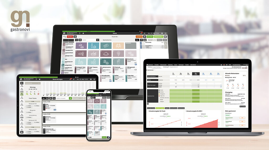 Die moderne Benutzeroberfläche der gastronovi-Software